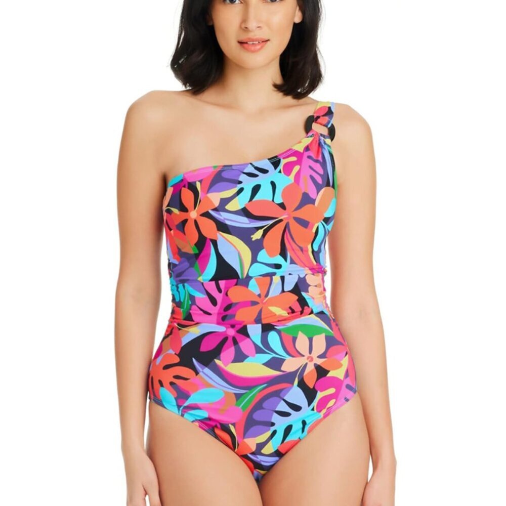 NWT Bleu Rod Beattie Bold Rush Asymmetrical One Piece Multi 6